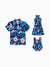 Daddy & Daughter Vacation Set Tropical Floral Print Shirt or Halter Dresses for Dad, Mom, Kids & Baby, Perfect for Summer Holidays & Family Photos Deep Blue