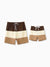 Daddy & Son Color Block Swimsuits  Summer Beach Vacation Swimwear Coffee