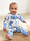 Disney Stitch Bamboo Baby Boy/Girl 2-Way Zip Onesies Anti Slip Long-sleeve Footie Blue