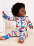 Cars Bamboo Baby Boy Lightning McQueen 2-Way Zip Onesies Anti Slip Long-sleeve Footie Blue