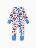 Cars Bamboo Baby Boy Lightning McQueen 2-Way Zip Onesies Anti Slip Long-sleeve Footie Blue