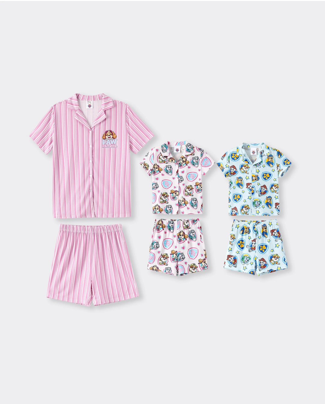 PAW Patrol Mommy & me Casual Stripe Lapel Pajamas Sets with Flame Resistant Color block