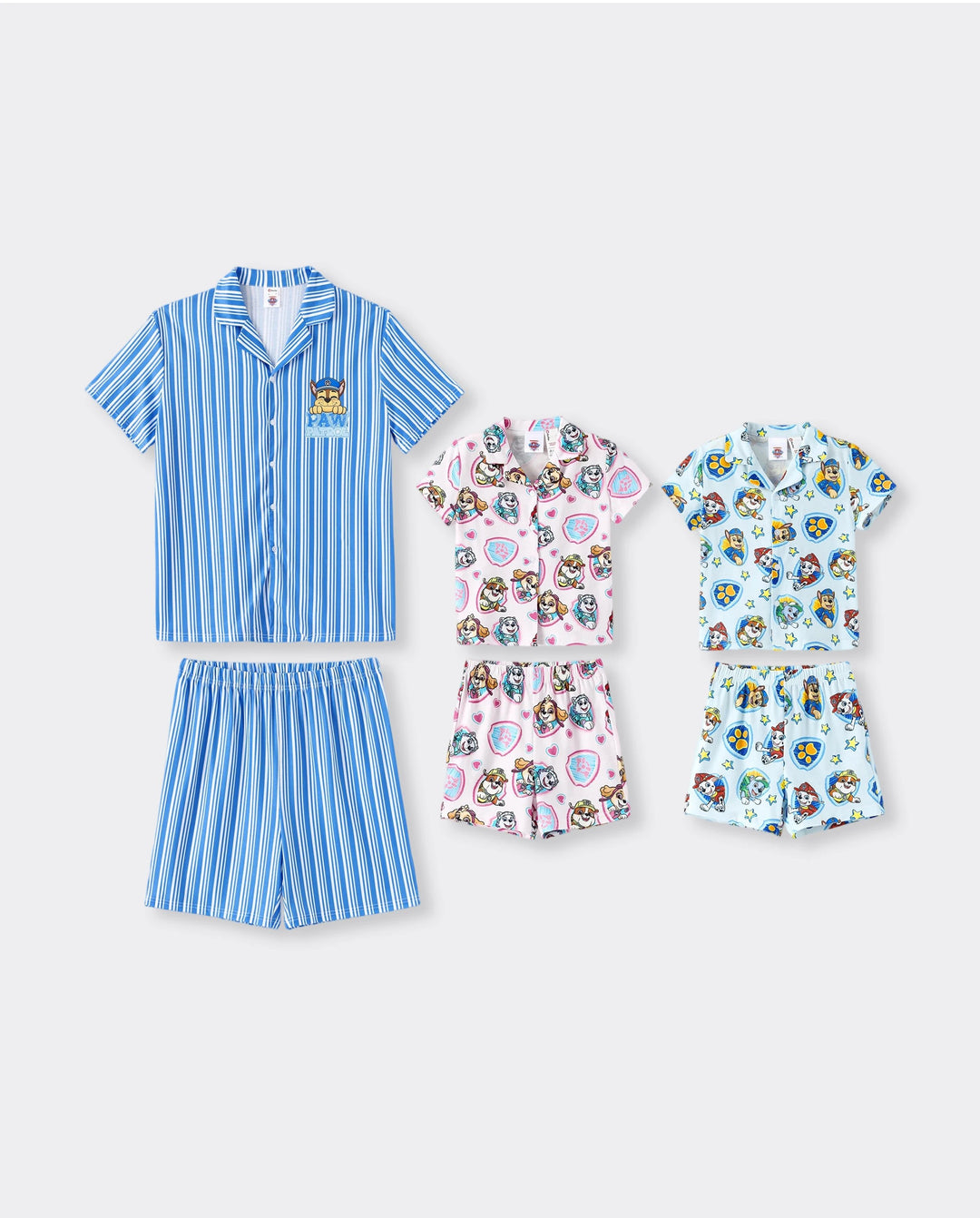 PAW Patrol Daddy & Son Casual Stripe Lapel Pajamas Sets with Flame Resistant Color block