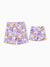 Daddy & Son Floral Print Swimsuits Ruffled One-Piece Bathing Suit & Swim Trunks Set Purple