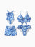 Mommy & me Shell Print Swimwear Floral two-piece Bikini & Swim Shorts Set for Mom, Dad, & Kids, Perfect for Beach Days & Pool Parties Blue