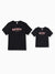 Daddy & Son Cotton T-Shirt & Dress Set Daddy / Mini Print Black Tee for Dad and boy, Floral Print splicing Dress for Mom, girl and Baby, Perfect for Summer Family Outings Black