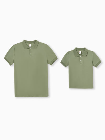Daddy & Son Polo Collar Short-sleeve Shirt or V-neck Strappy Mesh Dress Green