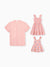 Daddy & Daughter Mauve Pink Matching Outfits, Flower Print Dress for Daughter & Solid Shirt for Dad, Ideal for Summer Family Outings & Photos