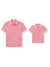 Daddy and Me Family Matching Outfits Set Solid Color Short-sleeve Polo Collar Shirt or Flower Print Hollow out Dress  Pink