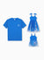 Daddy & Daughter Outfits Set Floral Sleeveless Dress or Short-sleeve T-shirt Blue