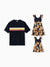 Daddy & Daughter Set Floral Sleeveless Strappy Dress or Colorblock Short-sleeve T-shirt Black