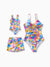 Mommy & me Seashell & Starfish Print Swimsuits Ruched One-Piece & Swim Trunks Set Multi-color