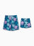 Daddy & Son Swimsuits Tropical Palm Tree Print,Daddy and Son Swim Trunks Set, Beach Vacation Swimwear Turquoise