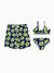 Daddy & Daughter Tropical Floral Swimsuits Halter Bikini & Swim Trunks Set Deep Blue