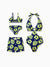 Mommy & me Tropical Floral Swimsuits Halter Bikini & Swim Trunks Set Deep Blue