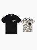 Daddy & Son Paisley Print Outfits Sleeveless Spaghetti Strap Dress & Cotton T-Shirt for Mom, Dad, & Kids Perfect for Family Outings & Photos Black