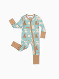 Bamboo Baby Boy/Girl Natural Animal or Plant Long Sleeve Romper 2-Way Zip Anti Slip Footie Brown