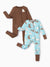 Bamboo Baby Boy/Girl 2-Pack Natural Animal or Plant Long Sleeve Romper 2-Way Zip Anti Slip Footie Brown