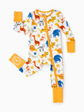 Bamboo Baby Boy/Girl Cartoon Printed 2-Way Zip Onesies Anti Slip Long-sleeve Footie Yellow