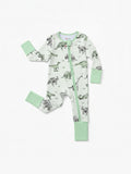 Bamboo Baby Boy/Girl Cute Animal Long Sleeve Romper 2-Way Zip Anti Slip Footie Pale Green