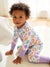 Bamboo Baby Girl Elegant Printed 2-Way Zip Onesies Anti Slip Long-sleeve Footie with Hairband Purple