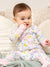 Bamboo Baby Girl Elegant Printed 2-Way Zip Onesies Anti Slip Long-sleeve Footie with Hairband Light Pink