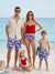 Ropa de Baño Familiar a Juego con Estampado Floral Conjunto de Bikini y Bañador para Mamá, Papá y Niños, Perfecto para Días de Playa y Fiestas en la Piscina Rojo