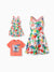 Disney Stitch Mommy & me Tropical Floral Sporty Dress/ Cotton Top Multi-color