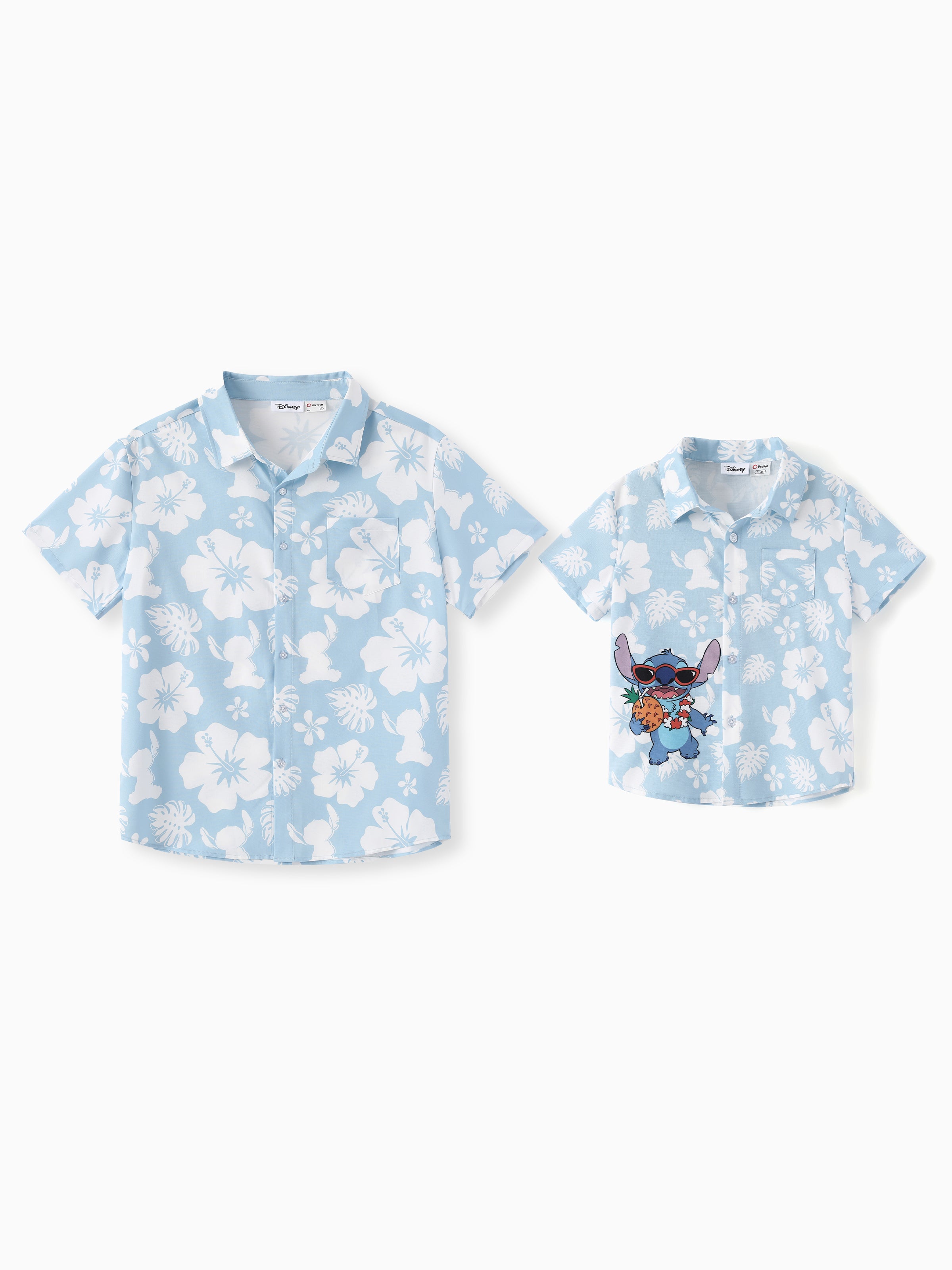 Disney Stitch Daddy & Son Tropical Floral Jumpsuit/ Dress/ Shirt Light Disney Stitch Daddy & Son Tropical Floral Jumpsuit/ Dress/ Shirt Light