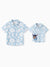 Disney Stitch Daddy & Son Tropical Floral Jumpsuit/ Dress/ Shirt Light Blue