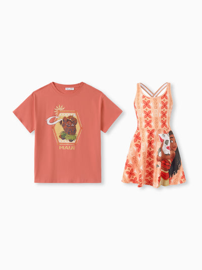 Disney Princess Daddy & Daughter Moana Sporty Dress/ Cotton Top Orange