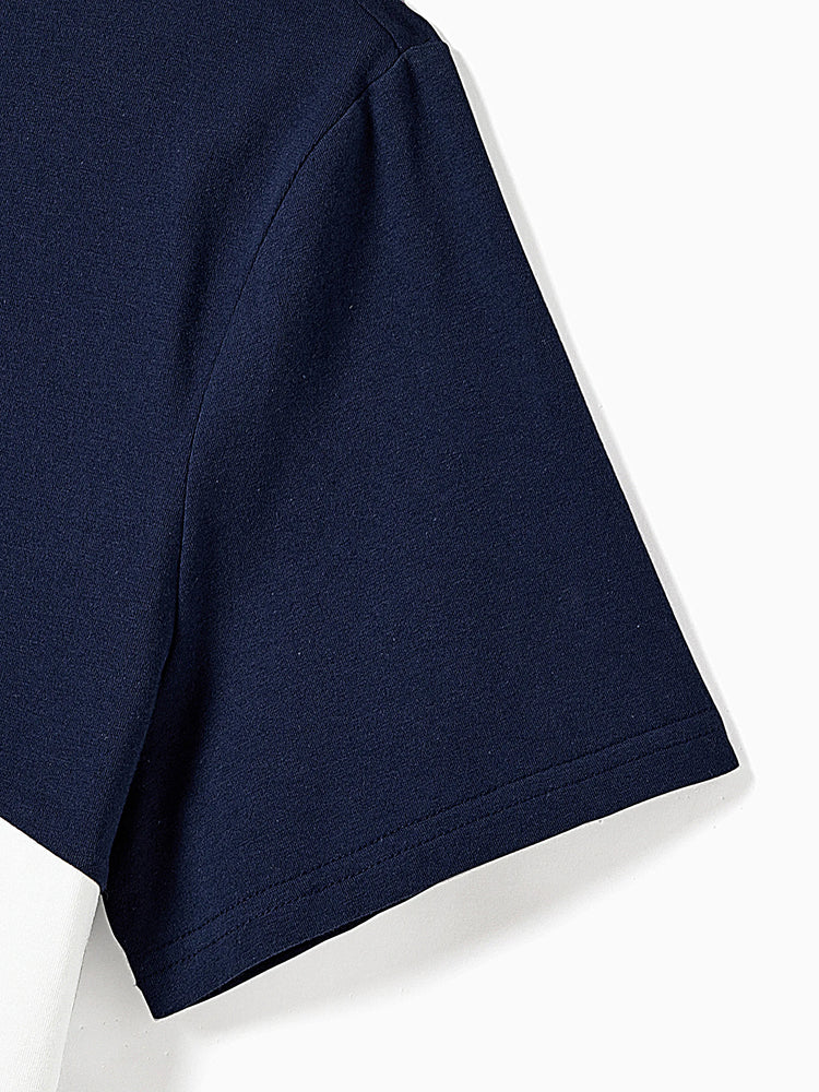 Robe ou t-shirt décontracté assorti pour toute la famille, couleur unie, coutures en tissu bleu roi