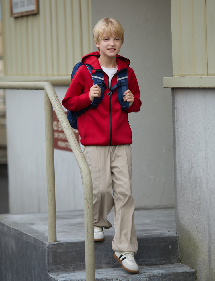 boys zip up black hoodie lightweight jacket stretchy air layer sweatshirt with full zipper red