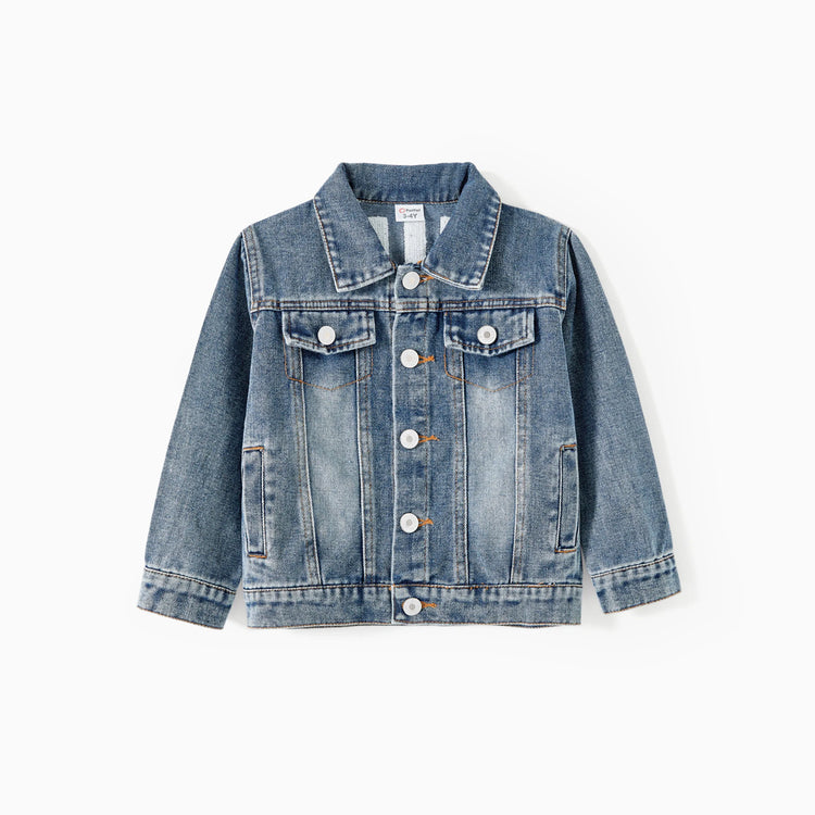 Vestes en jean bleu clair à manches longues et motif lettres Mom and Me