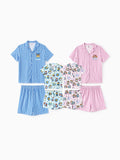 PAW Patrol Matching Family Casual Stripe Lapel Pajamas Sets with Flame Resistant Color block