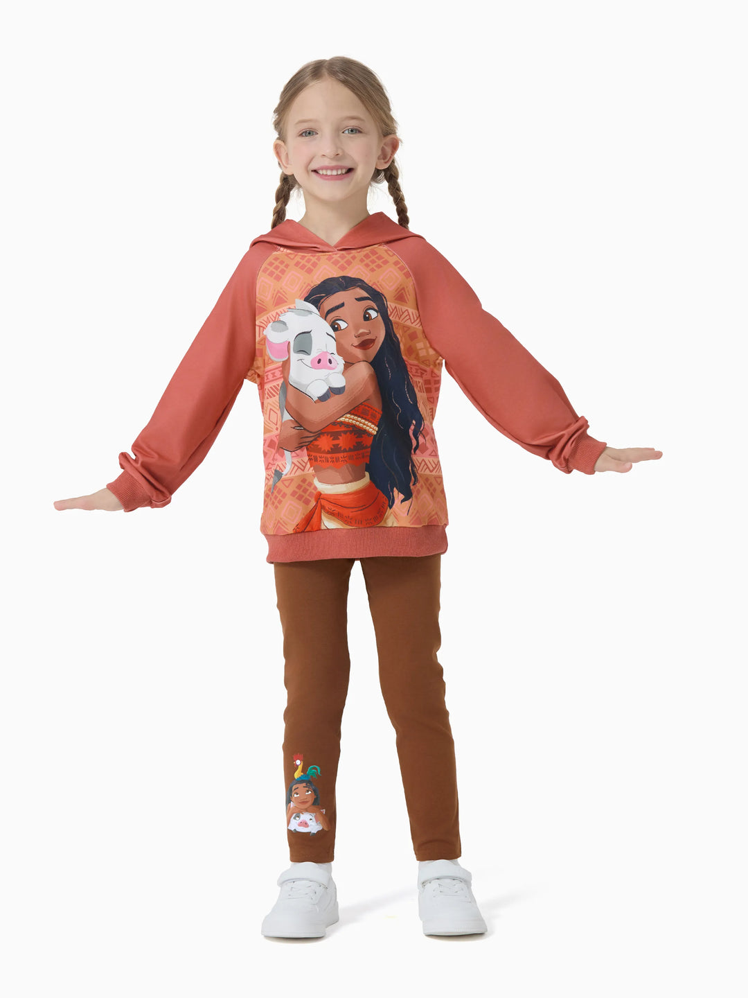Disney Prinzessin Kleinkind Mädchen Rapunzel Kapuzenpullover Sweatshirt und Leggings Set braun