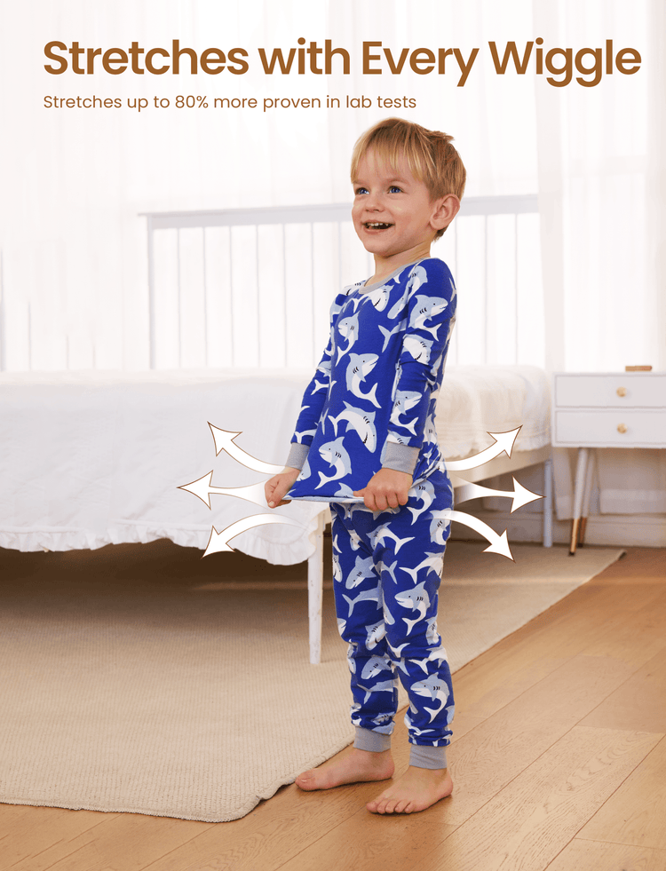 Halloween Pyjamas Set mit kindlichem Print 2-teiliger Snug Fit Bio-Baumwolle Pyjama für Kleinkind / Kinder Mädchen / Jungen tiefblau