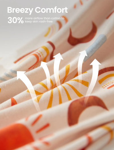 Toddler / Kids Christmas / Halloween Pajamas 3-Piece Bamboo Pajama Set 2-in-1 Look for 4 Seasons (Snug-Fitting) Apricot