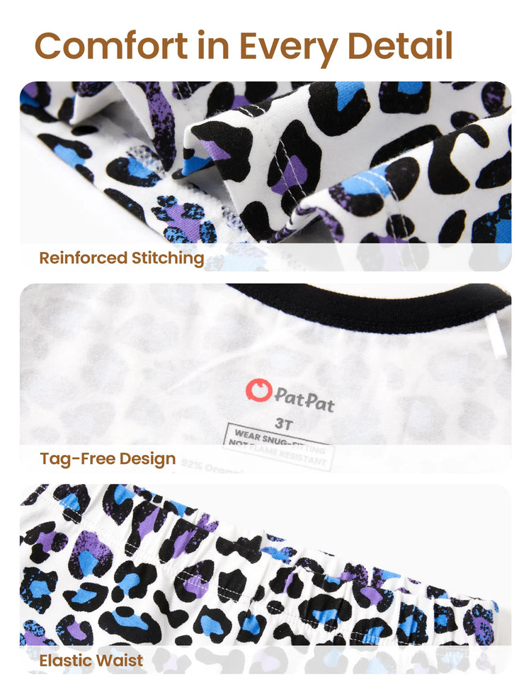 Kleinkind / Kinder 2-teiliger Pyjama aus Bio-Baumwolle mit kindlichem Print Eng anliegende Pyjamas für Mädchen / Jungen schwarz