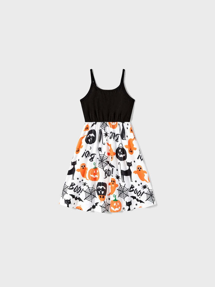 Tenues d'Halloween pour toute la famille : robes sans manches à bretelles spaghetti et hauts à manches courtes