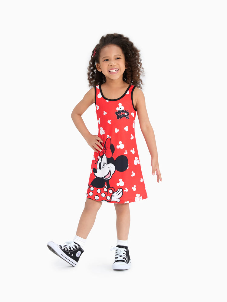Disney Mickey and Friends Toddler/Kid Girl Naia? Minnie Mouse Pattern Colorblock Tank Dress Red