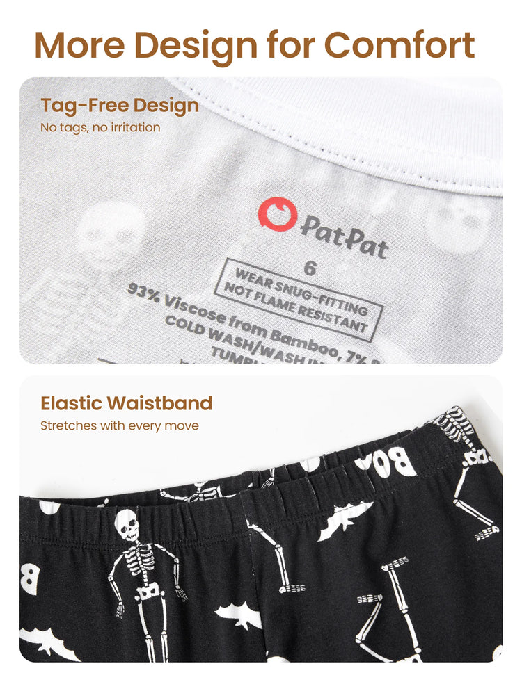 Christmas / Halloween Pajamas 2-piece Bamboo Pajamas Set With Playful Print for Toddler / Kids ( Snug-Fitting) Color block