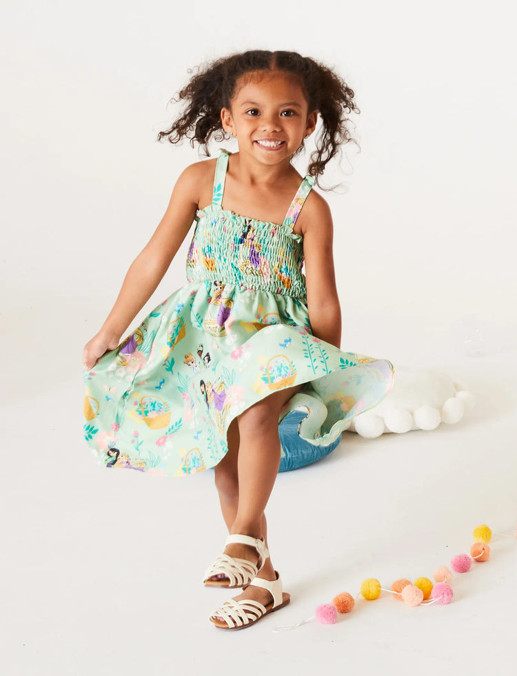 Disney Princess Toddler Girl Tiana/Cinderella/Snow White Smocking Dress Green