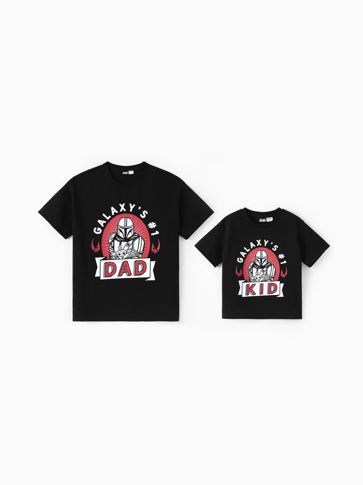 Star Wars Family Matching Grogu Cotton Character Print T-shirts Black