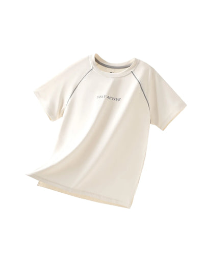 T-shirt de sport à manches courtes PatPat Lightflow Activewear pour garçon, ultra léger et à séchage rapide, couleur abricot