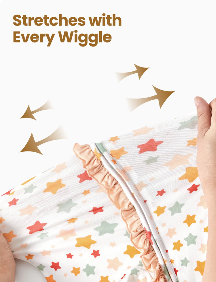 Bamboo Baby Boy/Girl Animal Printed 2-Way Zipper Anti Slip Long-sleeve Footie with Hairband Apricot