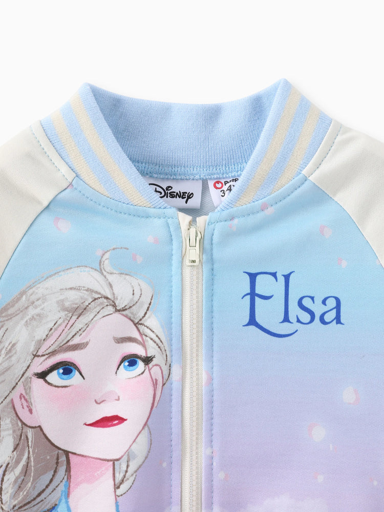 Disney Frozen Toddler Girl Elsa Tie-dye Bomber Jacket Blue