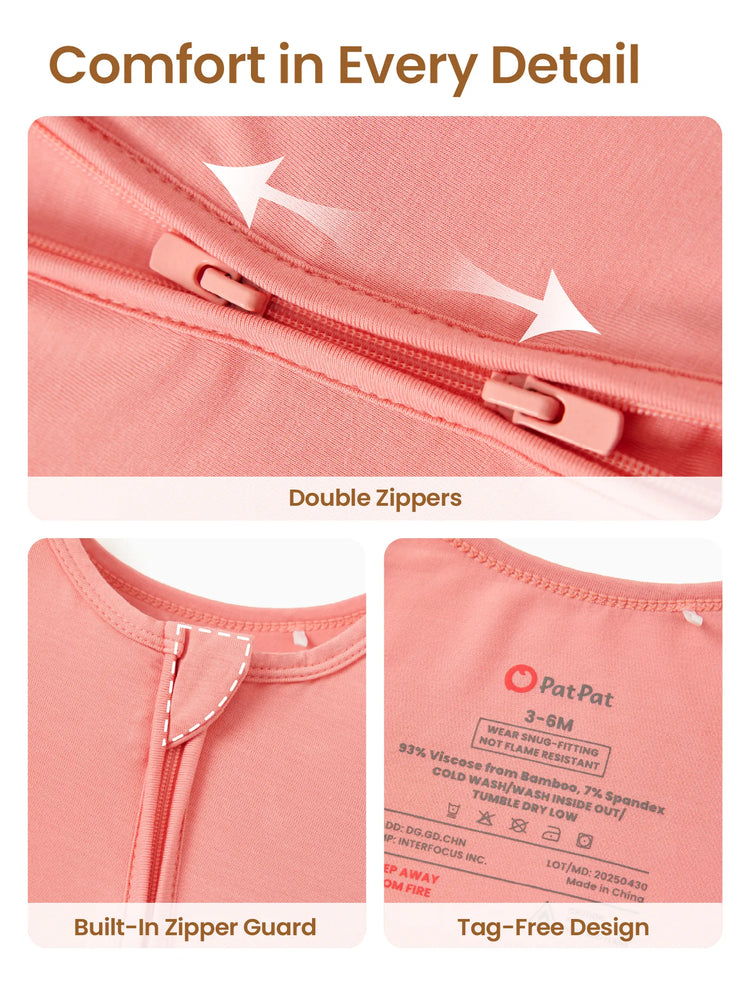 Grenouillère en bambou pour bébé garçon/fille, fermeture éclair à double sens, antidérapante, motif alimentaire enfantin, vêtements de nuit en bambou (bien ajustés)
 Rose