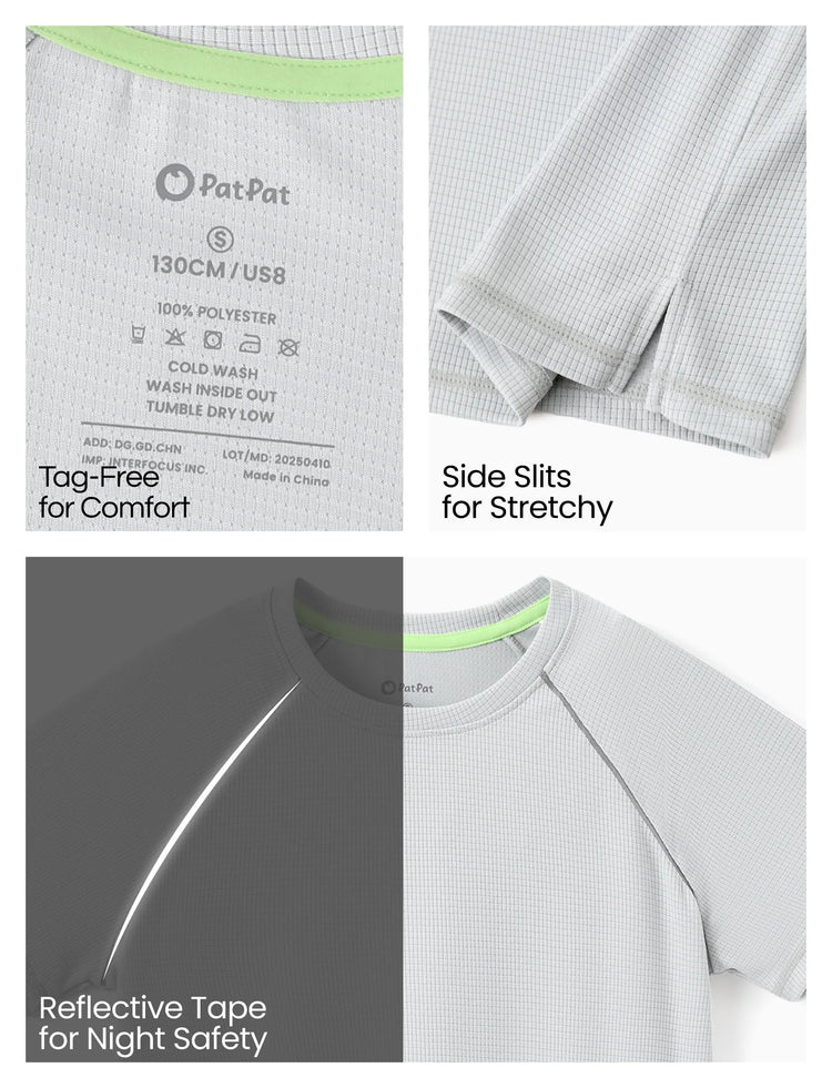 Camiseta deportiva ligera y transpirable de manga corta ultraligera PatPat Lightflow para niños, color gris