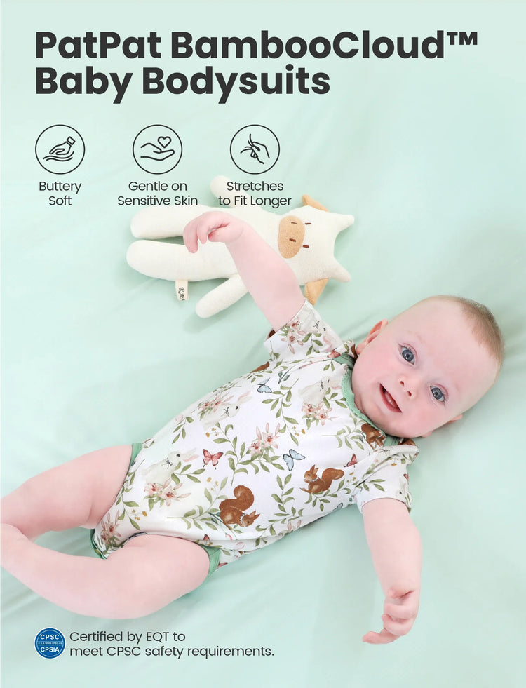 Bambus Baby Junge/Mädchen 2er-Pack Solid & Printed Strampler Set hellgrün